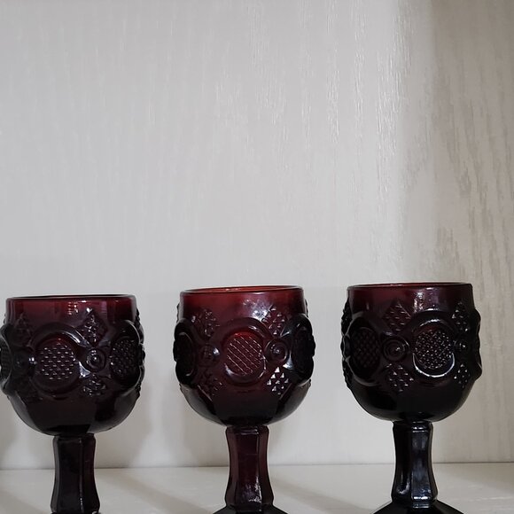 Avon Cape Cod, Ruby Red Set of Three Wine Glasses/ Holiday Votive Candle Holders - Picture 10 of 10